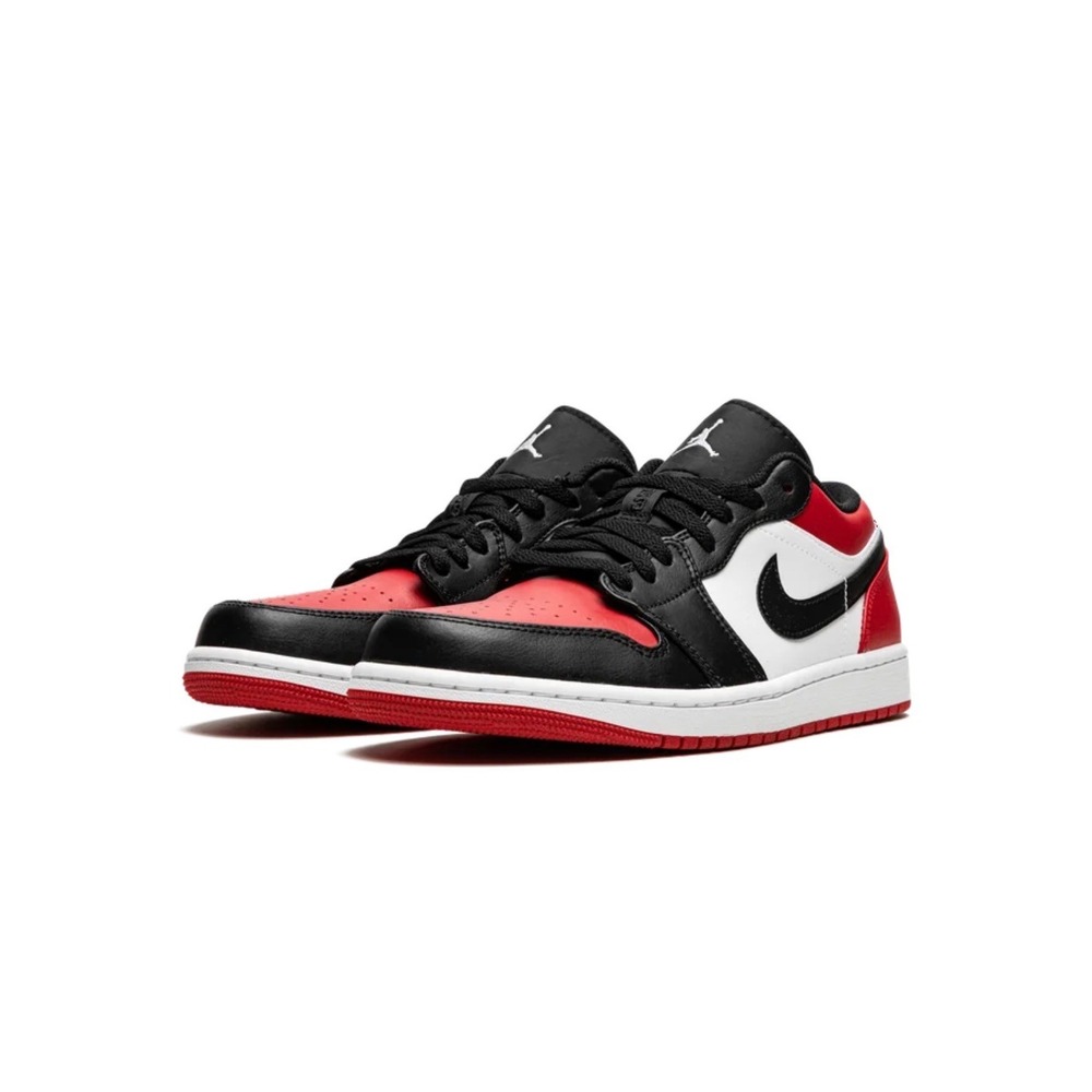 Nike Air Jordan 1 Low Bred Toe Mens Sneakers Gym Red Black White